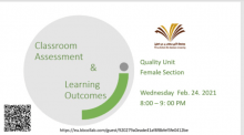  ورشة عمل بقسم اللغة الإنجليزية في كلية العلوم بالخرج بعنوان (Classroom Assessment & Learning Outcomes)